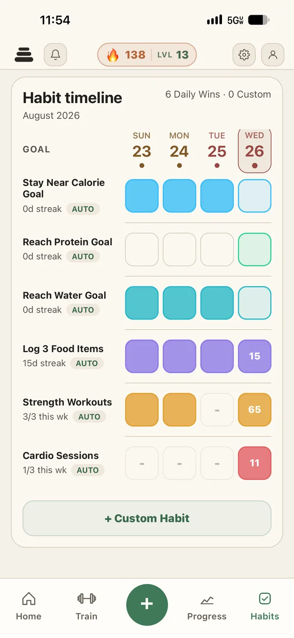 Consistency Board with Daily Wins, habits, streaks, and completion progress